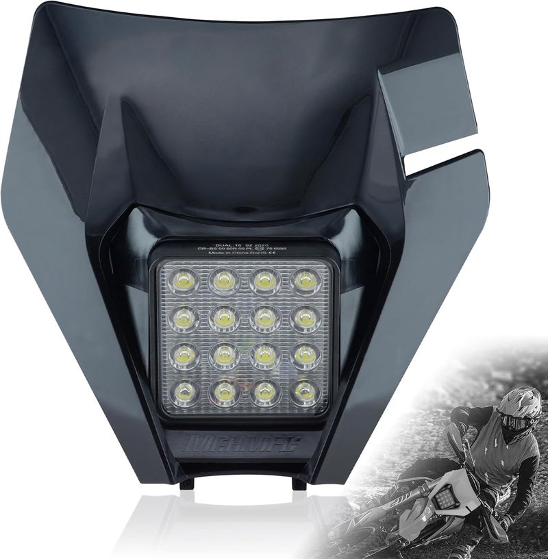 MCHMFG Dirt Bike Headlight,LED Enduro Pit Bike Light Kit Universal For Most Dirt Pit Bike Motorcycle EXC SXF Black - Image 1